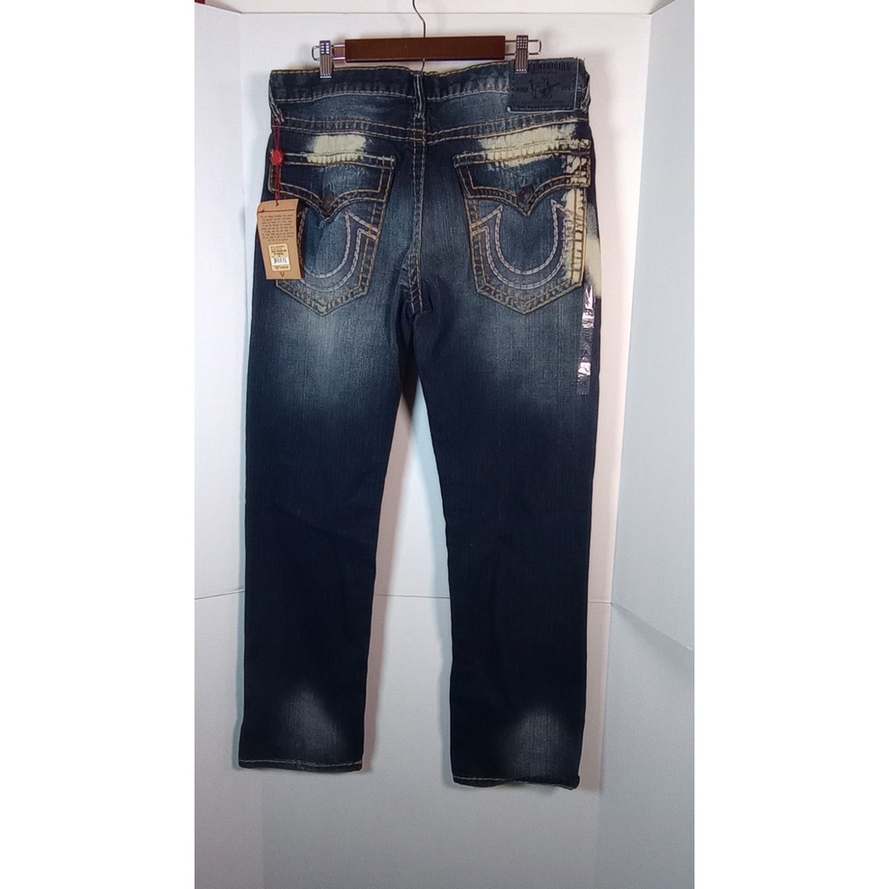NWT Vintage True Religion World Tour Ricky Strt Leg Brown/Blue Sz 38 Made in USA - Picture 2 of 13